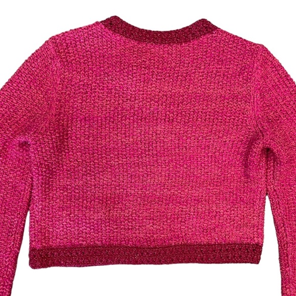 NWT Alice and Olivia Noella Sequin Embellished Bouclé Cardigan in Pink Size S - Picture 7 of 9